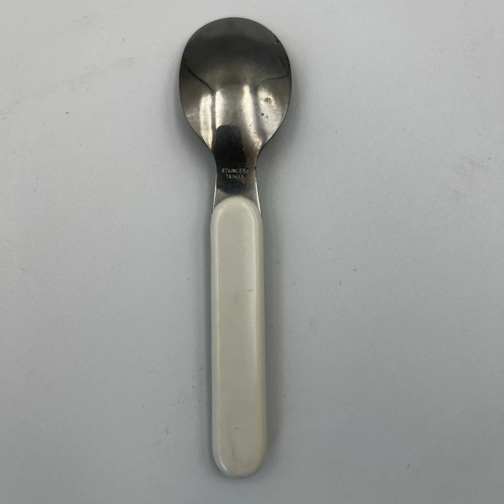 Vintage 80s 90s Minnie‎ Mouse Plastic Handle Fork And Spoon Kid Toddler Baby
